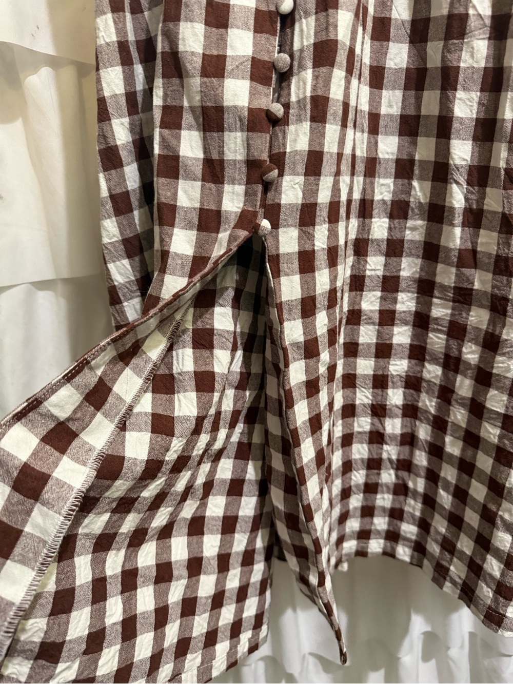 Petal & Pup Robinson Brown and White Gingham Button-Front Midi Dress - Picture 5 of 16